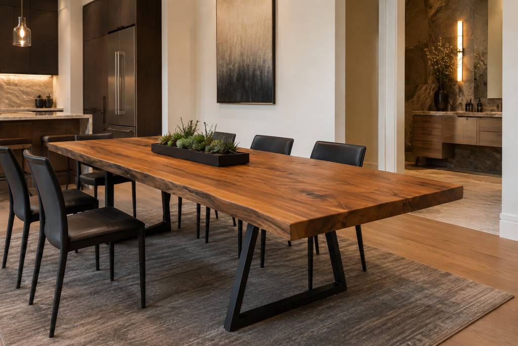 Custom dining and living furniture pieces by Tower Tree