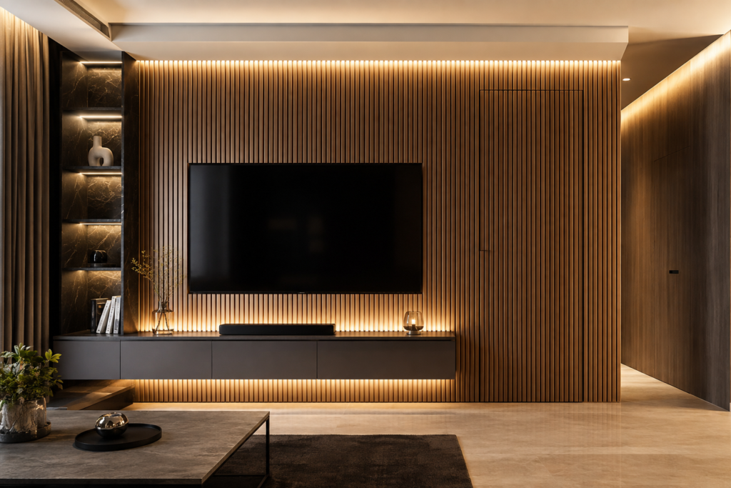 Custom feature wall and partition carpentry