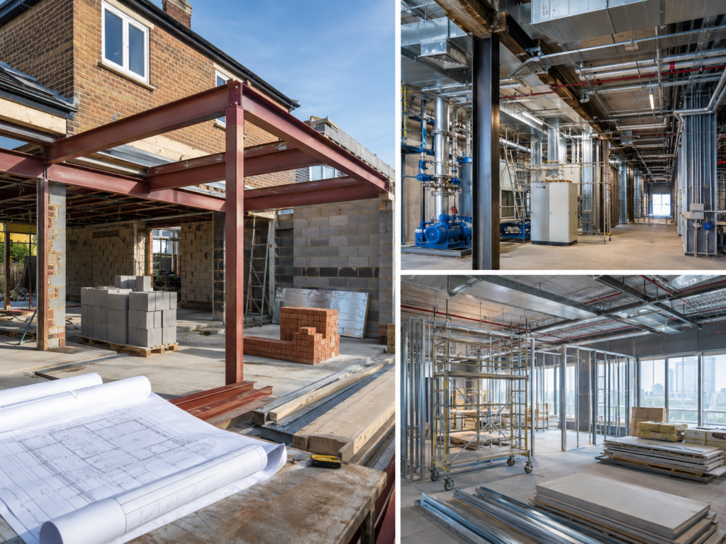 Residential house extension, industrial factory retrofit and high-rise commercial fit-out construction services by Tower Tree in Johor Bahru.